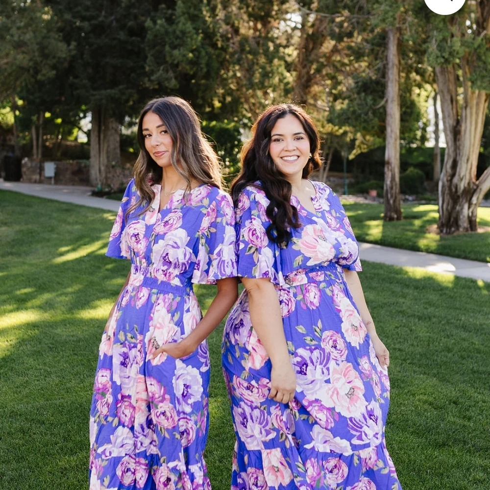 Purple Ruffled Tiered Maxi Dress with Flutter Sleeves